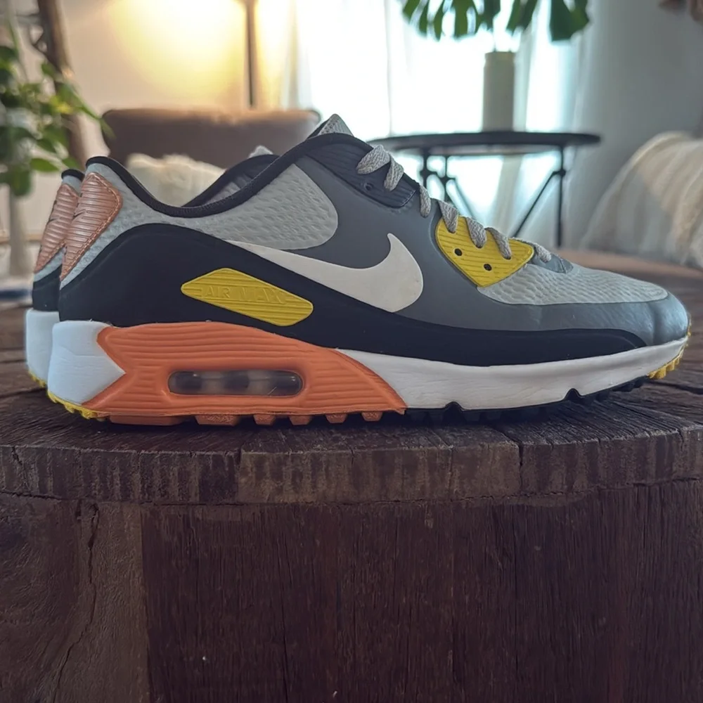 Nike Air Max 90 Orange Smoke Gray Golf Sneaker CU9978-012 - Picture 3 of 9